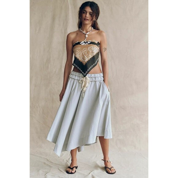 Free People Free-est Rumi Midi Skirt Asymmetrical Flowy Beach Cotton M 279770